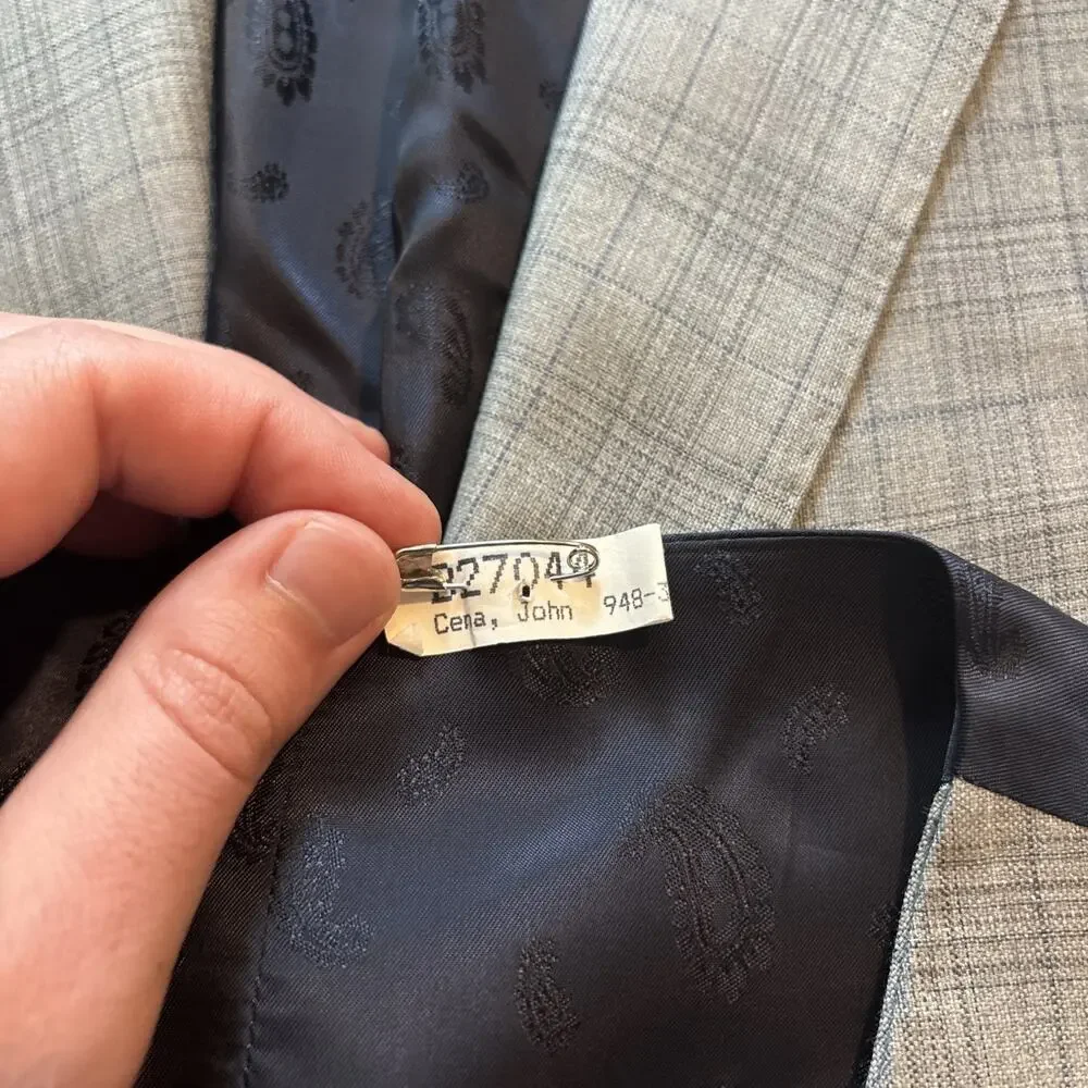 John Cena Own David Alan Dormeuil Echo Super 130’s Gray 2 Piece Suit Custom Wool